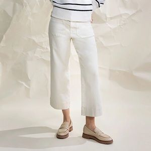 Sanctuary The Marine Crop Standard Rise Wide Leg Pant Trouser Cream Size 26